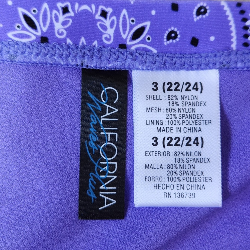 California Waves Plus Purple Mid High Rise Ruched Swimsuit Bottoms Sz 3X (22/24) - Picture 4 of 6
